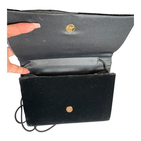 Vintage Partners Mervyns Womens Black Satin Lined Suede Shoulder Bag/Purse OS - Picture 9 of 10